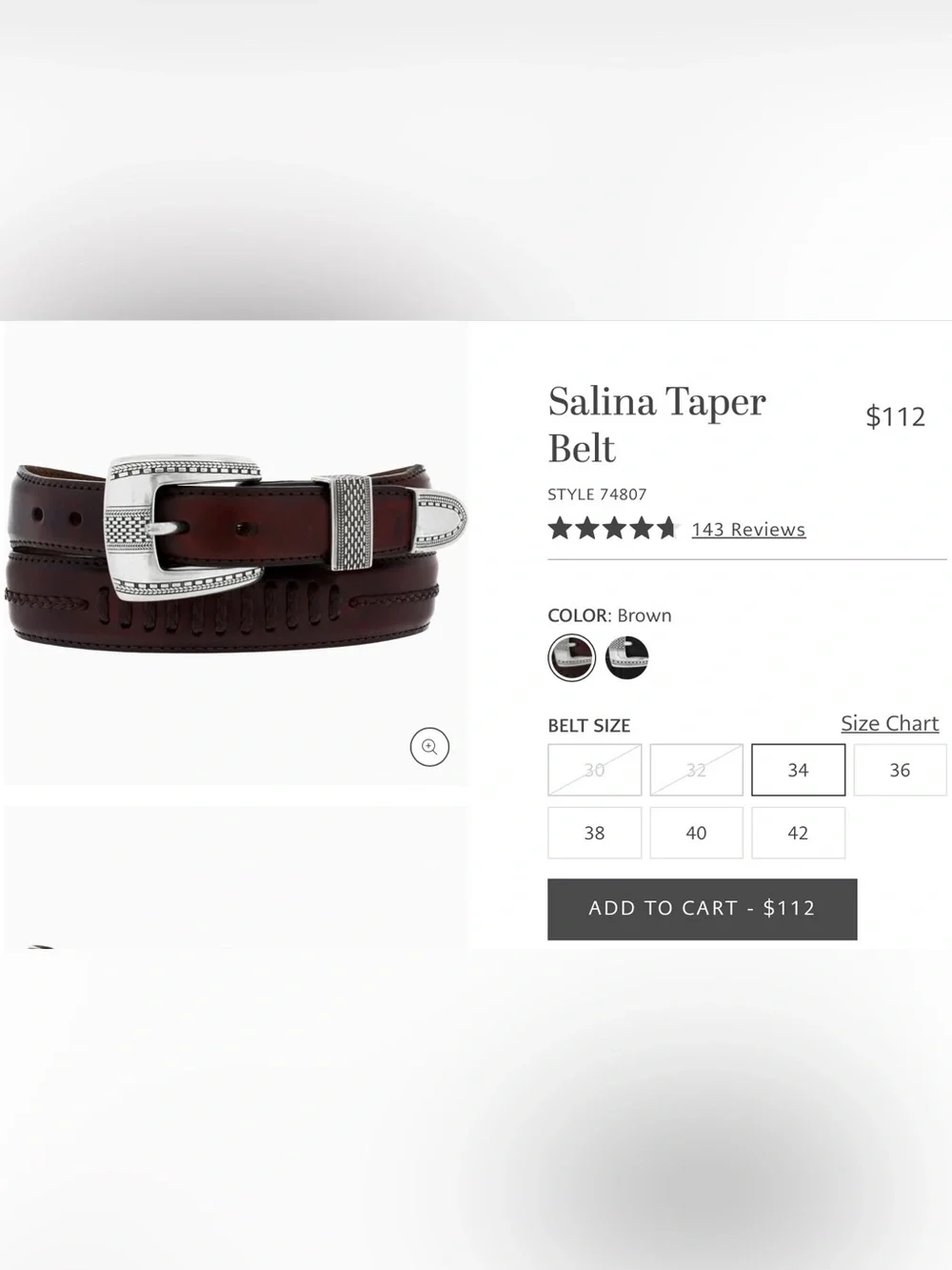 🤎 BRIGHTON 🤎Onyx Brown Leather Salina Taper Belt